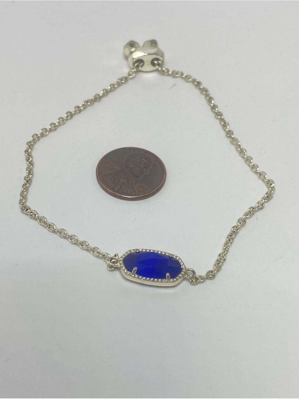 Kendra Scott Elaina Gold Adjustable Chain Bracelet in Cobalt Cat's Eye 2510 - Picture 2 of 2